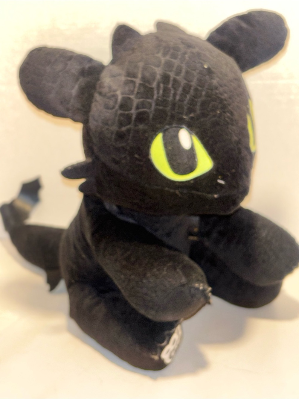 Build-A-Bear Black Toothless Dragon Plush with Yellow-Green Eyes-Good condition